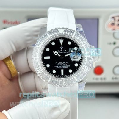 ER Factory 1-1 Clone Transparent Rolex Phantomlab Submariner Black Dial Swiss 3135 Watch 
